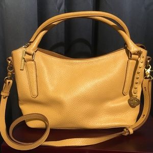 Brahmin Vintage Leather Satchel Shoulder Tan Medium Bag Pebbled Finish Rare Find